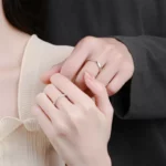 Ensemble de matiques de mariage classiques pour couples, matiques assorties pour femmes, fiançailles Moissanite, ensembles de patients, bijoux en argent S925 4