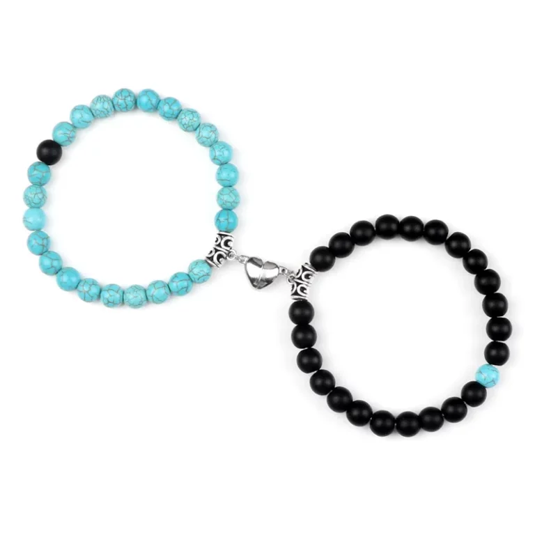 Offre spéciale 2 pièces/ensemble Bracelet de perles pour amoureux pierre naturelle Distance coeur aimant Couple Bracelets amitié mode bijoux cadeau 32