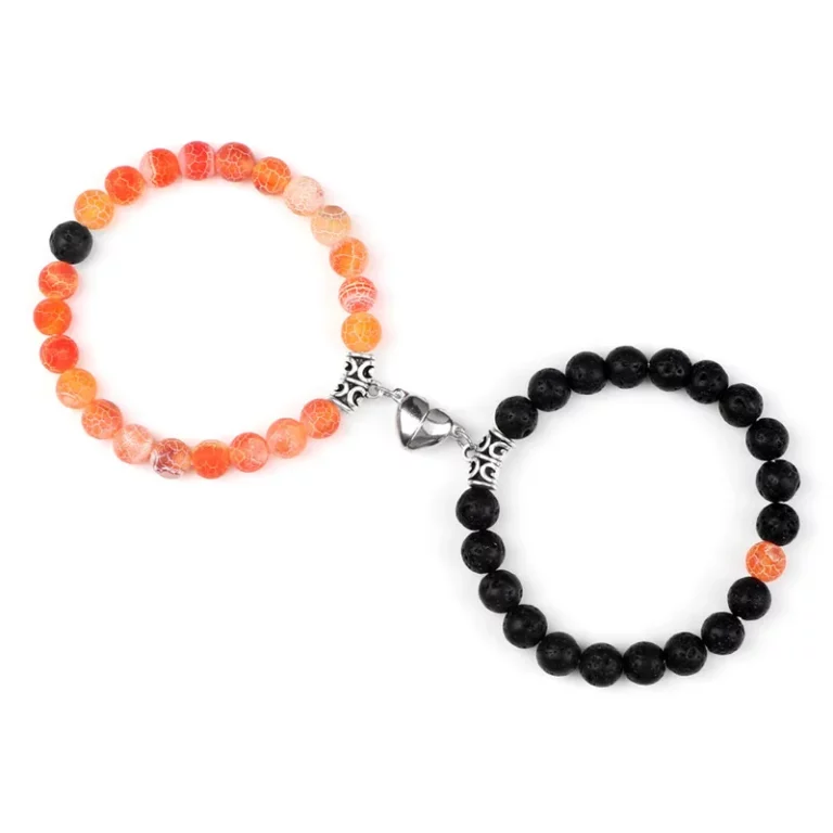 Offre spéciale 2 pièces/ensemble Bracelet de perles pour amoureux pierre naturelle Distance coeur aimant Couple Bracelets amitié mode bijoux cadeau 30