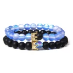 Bracelets de perles en pierre de lune pour femmes et hommes, breloques multicolores, en cristal, bijoux de méditation, Yoga, pour Couple, amour, Reiki 4