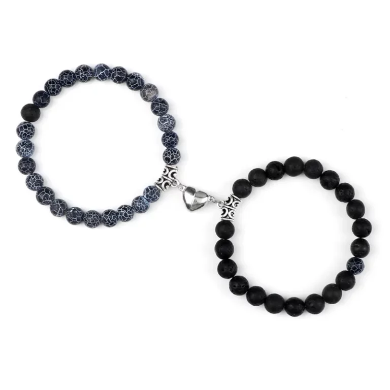 Offre spéciale 2 pièces/ensemble Bracelet de perles pour amoureux pierre naturelle Distance coeur aimant Couple Bracelets amitié mode bijoux cadeau 34