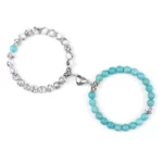 Offre spéciale 2 pièces/ensemble Bracelet de perles pour amoureux pierre naturelle Distance coeur aimant Couple Bracelets amitié mode bijoux cadeau 23
