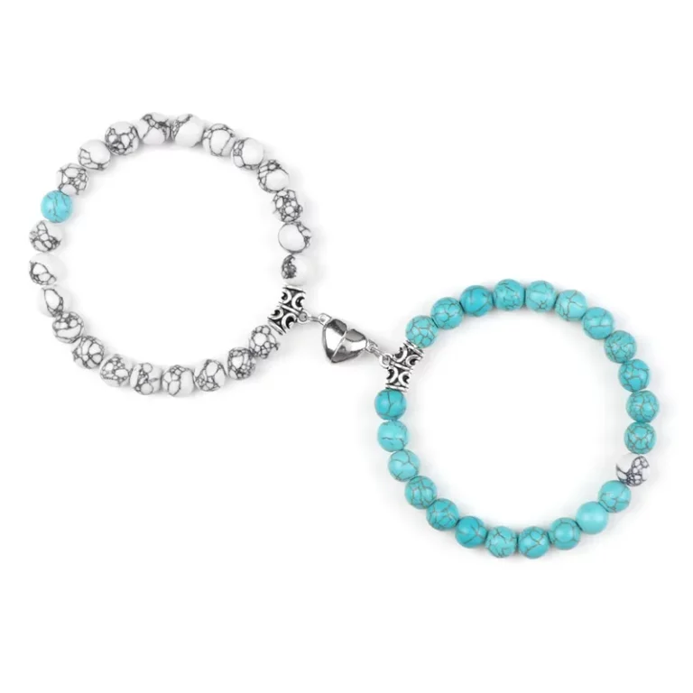 Offre spéciale 2 pièces/ensemble Bracelet de perles pour amoureux pierre naturelle Distance coeur aimant Couple Bracelets amitié mode bijoux cadeau 23