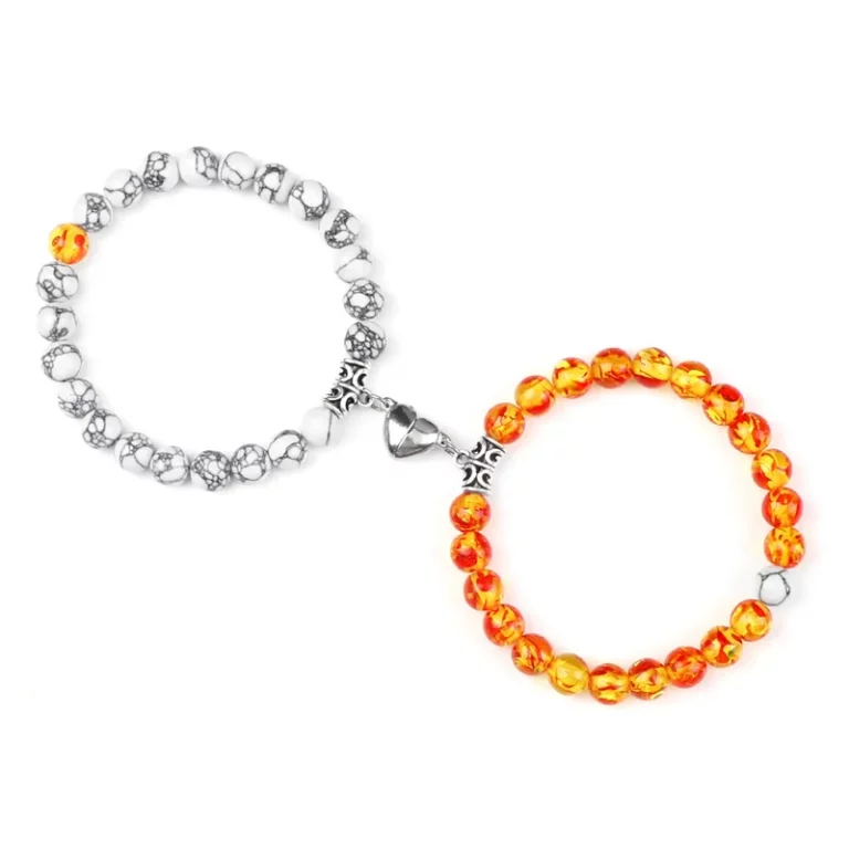 Offre spéciale 2 pièces/ensemble Bracelet de perles pour amoureux pierre naturelle Distance coeur aimant Couple Bracelets amitié mode bijoux cadeau 25