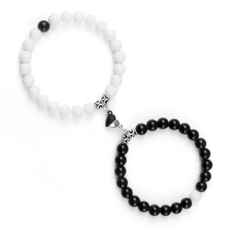 Offre spéciale 2 pièces/ensemble Bracelet de perles pour amoureux pierre naturelle Distance coeur aimant Couple Bracelets amitié mode bijoux cadeau 13
