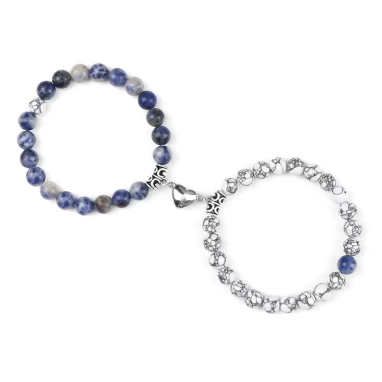 Offre spéciale 2 pièces/ensemble Bracelet de perles pour amoureux pierre naturelle Distance coeur aimant Couple Bracelets amitié mode bijoux cadeau 10