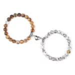 Offre spéciale 2 pièces/ensemble Bracelet de perles pour amoureux pierre naturelle Distance coeur aimant Couple Bracelets amitié mode bijoux cadeau 24