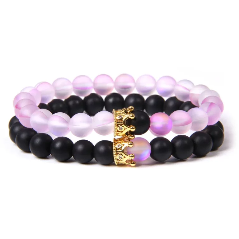 Bracelets de perles en pierre de lune pour femmes et hommes, breloques multicolores, en cristal, bijoux de méditation, Yoga, pour Couple, amour, Reiki