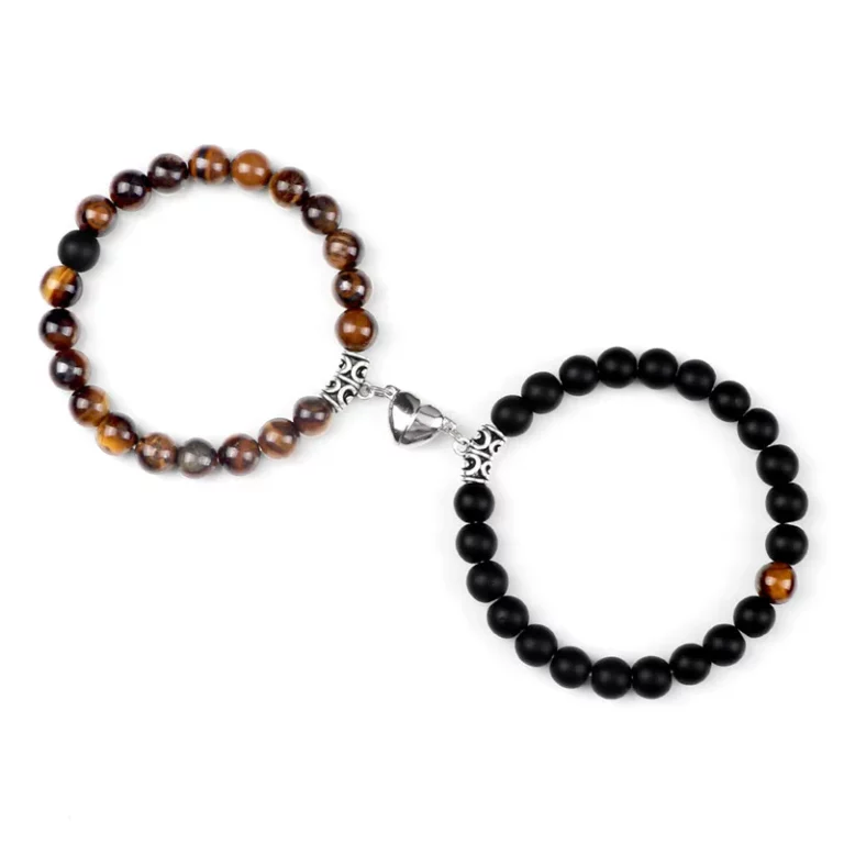 Offre spéciale 2 pièces/ensemble Bracelet de perles pour amoureux pierre naturelle Distance coeur aimant Couple Bracelets amitié mode bijoux cadeau 33