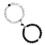 Offre spéciale 2 pièces/ensemble Bracelet de perles pour amoureux pierre naturelle Distance coeur aimant Couple Bracelets amitié mode bijoux cadeau 14