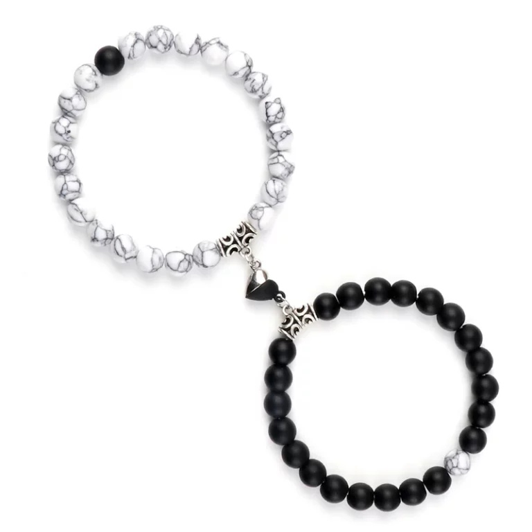 Offre spéciale 2 pièces/ensemble Bracelet de perles pour amoureux pierre naturelle Distance coeur aimant Couple Bracelets amitié mode bijoux cadeau 14