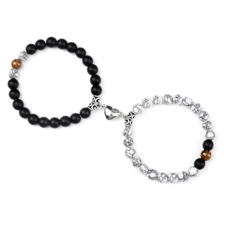 Offre spéciale 2 pièces/ensemble Bracelet de perles pour amoureux pierre naturelle Distance coeur aimant Couple Bracelets amitié mode bijoux cadeau 8