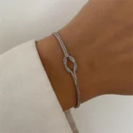 Chaîne serpent à nœud de saint-valentin en acier inoxydable, Bracelet à nœud fait à la main plaqué avec des bijoux de préservation de couleur or véritable 6